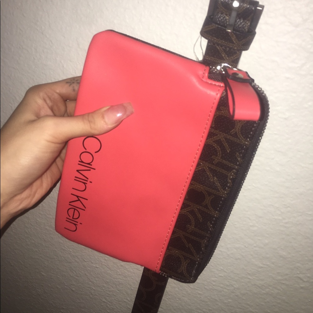 Orange/ brown Calvin Klein fanny pouch belt